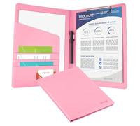 Porte-bloc GES en cuir pour CV - Porte-bloc A4 pour entreprise, école, bureau, conférence (rose)