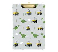 Porte-bloc gris tracteur dinosaure nourri à l'herbe avec planche rigide d'allaitement pour enseignant de première année, taille 9 x 12,5 cm Tablas para escribir Gold Hold