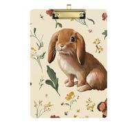 Porte-bloc mignon lapin lopeared beige acrylique quincaillerie lettre standard A4 trou standard pour femmes juridiques entraîneurs de basket-ball doré 30,5 x 22,9 cm Tabla para escribir