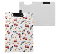 Porte-bloc motif camion de pompiers de dessin animé, format A4, porte-bloc avec fente pour stylo pour bureau, école