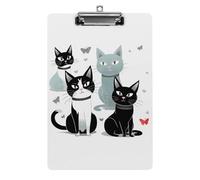 Porte-bloc noir et blanc en forme de chats pour bureau, maison, porte-bloc en acrylique A4 avec trous de suspension en acier inoxydable, porte-bloc durable pour notes, examens, partitions de musique