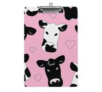 Porte-bloc noir et blanc en forme de vache laitière pour bureau, maison, porte-bloc A4 en acrylique avec trous de suspension en acier inoxydable, porte-bloc durable pour notes, examens, partitions de