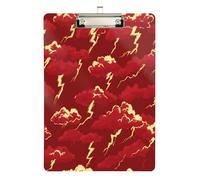 Porte-bloc Ocean Thunder rouge doré pour travailleur social imperméable pour presse-papiers personnalisés pour enseignants, taille 22,9 x 31,5 cm Tabla para escribir con Clip