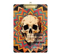 Porte-bloc personnalisable motif crâne bohème incassable transparent pour enseignant infirmier, taille 9 x 12