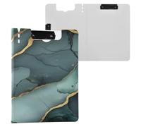 Porte-bloc pliable A4 en marbre vert gris avec porte-documents et deux clips métalliques pour bureau