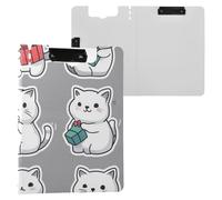 Porte-bloc pliable All Saints' Day British Shorthair Cats Gris A4 Porte-stylo Porte-stylo avec housse