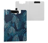 Porte-bloc pliable Amérique Zèbres Bleu et Noir A4 Porte-bloc Folio Double Clips Métal Porte-stylo Bureau Clip Board avec couverture