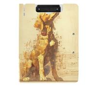 Porte-bloc pliable art numérique Golden Retriever Dog partition de musique blanche doré A4 porte-bloc folio classeur horizontal et vertical double clips école tableau à clip scolaire avec couverture
