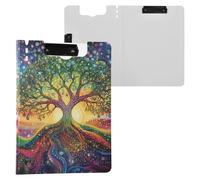 Porte-bloc pliable en forme d'arbre de dessin animé, nuit étoilée, double clip horizontal et vertical, avec couverture rigide, accessoires de papeterie