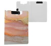 Porte-bloc pliable en marbre pêche doré A4 avec deux clips métalliques pour bureau avec couverture