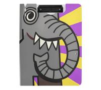 Porte-bloc pliable géométrique gris, éléphant, jaune, violet, rayures A4, porte-bloc A4, deux clips métalliques, porte-stylo, tableau à clip scolaire avec housse