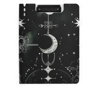 Porte-bloc pliable gothique noir avec couverture A4 - Porte-stylo - Motif lune et étoiles