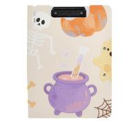 Porte-bloc pliable Halloween citrouille orange A4 porte-bloc folio classeur deux clips métalliques porte-stylo tableau à clip scolaire avec couverture