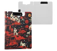 Porte-bloc pliable Horror Farm Halloween Rouge Noir A4 Porte-bloc Folio Classeur horizontal et vertical Double clips Planche à clip d'allaitement avec couverture
