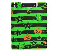 Porte-bloc pliable mignon diable vert pour Halloween, porte-bloc A4 avec classeur horizontal et vertical à double clips pour soins infirmiers avec housse
