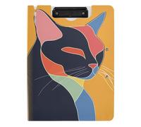 Porte-bloc pliable motif chat abstrait lignes simples A4 porte-bloc folio classeur double clips en métal porte-stylo école tableau à clip avec couverture