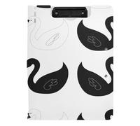 Porte-bloc pliable motif cygne noir et blanc A4 porte-bloc folio deux clips métalliques porte-stylo infirmière avec couverture