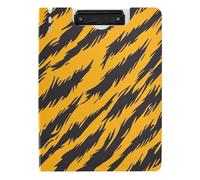 Porte-bloc pliable motif peau d'animal léopard jaune noir A4 porte-bloc folio classeur deux clips métalliques porte-stylo bureau avec couverture