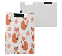 Porte-bloc pliable motif renard sauvage Lollipop blanc cassé orange A4 porte-bloc folio deux clips métalliques porte-stylo planche à clip d'allaitement avec couverture rigide