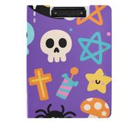 Porte-bloc pliable noir Halloween tête de mort chat A4 porte-bloc folio double clips métal porte-stylo bureau clip tableau avec couverture