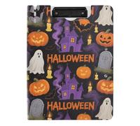 Porte-bloc pliable orange citrouille d'Halloween A4 porte-bloc folio double clips porte-stylo scolaire avec couverture rigide