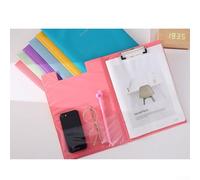 Porte-bloc pliable pour format A4, tableau plastifié avec clip en métal, porte-stylo intégré et poche intérieure, idéal pour les enseignants, les employés de bureau (rose rouge)