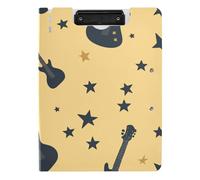 Porte-bloc pliable pour guitares simples, étoiles, A4, porte-bloc double clips en métal, porte-stylo, tableau à clip pour école avec couverture