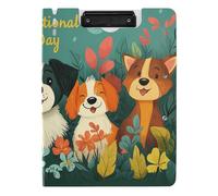 Porte-bloc pliable pour la journée internationale du chien, dessin animé, format A4, porte-stylo, porte-stylo, planche à clip avec housse