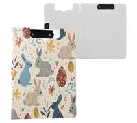 Porte-bloc pliable rétro Lapins de Pâques A4 Porte-bloc Folio horizontal et vertical Double clips Planche à clip d'allaitement avec housse