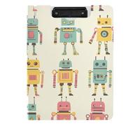 Porte-bloc pliable - Robots simples - Format A4 - Porte-stylo - Avec couverture rigide