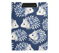 Porte-bloc pliable style Henri Hérisson Bleu indigo A4 Clipfolio Double clips en métal Porte-stylo scolaire avec couverture