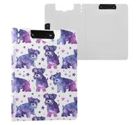Porte-bloc pliable style Schnauzer étoiles lavande A4 Porte-bloc Folio horizontal et vertical Double clips Bureau Clip Board avec couverture