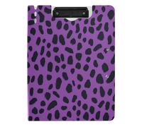 Porte-bloc pliable tendance imprimé léopard violet A4 porte-bloc folio deux clips métalliques porte-stylo scolaire avec couverture
