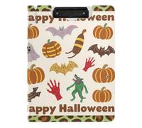 Porte-bloc pliable vintage marron Halloween A4 Porte-bloc Folio Double Clips Porte-stylo École Tableau à clip avec couverture