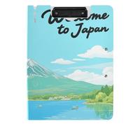 Porte-bloc pliable « Welcome to Japan Scenery Culture » - Format A4 - Avec classeur - Deux clips métalliques - Porte-stylo - Avec couverture