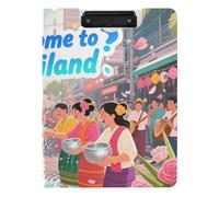 Porte-bloc pliable « Welcome to Thailand Scenery Culture » - Format A4 - Porte-bloc horizontal et vertical - Double clips - Avec couverture