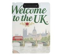 Porte-bloc pliable « Welcome to the UK » - Format A4 - Double clip horizontal et vertical - Avec couverture