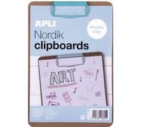 Apli 18605 - Porte-blocs A5 avec clip - Nordik Collection Bleu turquoise Bois naturel