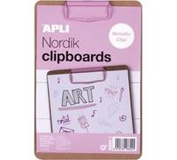 Porte-bloc - Pour document A5 - Clip métal rose - Bois - Apli Nordik G