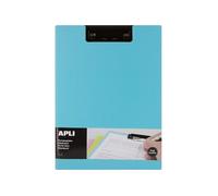 APLI Porte-blocs 17206 – Premium avec rabat, clip métal noir – Bleu A4