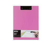Porte-bloc - Pour documents A4 - Avec rabat - Clip métal noir - PVC - Rose