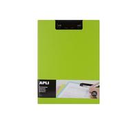 Porte-bloc - Pour documents A4 - Avec rabat - Clip métal noir - PVC - Vert