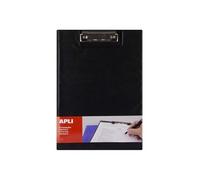 Porte-bloc - Pour documents A4 - Avec rabat - Clip métal - PVC - Noir