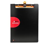 Porte-bloc - Pour documents A4 - Avec rabat - Clip métal - PVC - Noir - Exacompt