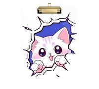 Porte-bloc pour femme avec motif chat blanc mignon dessin animé A4 - Porte-bloc imperméable pour enseignant infirmier, taille 9 x 12