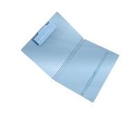 Porte-bloc pour notes de réunion, bleu | Classeur pliable pour documents avec plaque rigide, fermeture avec sangle au dos, mobile