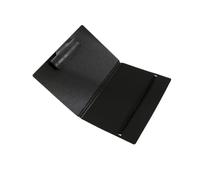 Porte-bloc pour notes de réunion, noir | Classeur pliable pour documents avec plaque rigide, fermeture avec sangle au dos, mobile