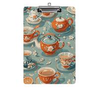 Porte-bloc pour théière et tasse avec clip bas en acrylique - 21,6 x 31,5 cm - Porte-bloc résistant aux chocs avec trou de suspension pour salle de classe et fournitures