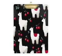 Porte-bloc Sherpa Llama Berry noir rouge pour bureau imperméable pour entraînement de football, softball, taille 9 x 12,5 cm