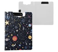 Porte-bloc Space Stars Cosmic Planet avec rangement double clips métalliques porte-stylo avec couverture porte-bloc Fournitures de bureau